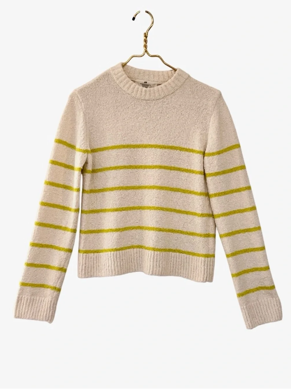 H&M Striped Slub Knit Sweater Cream Green Youth 16/18 NWT